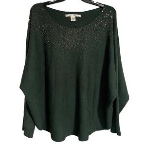 Max Studio Sweater Womens Size 3X Green Sequin Embellished Dolman Sleeve